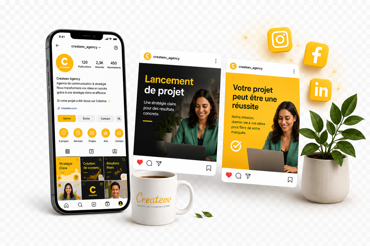 Un bureau moderne Createev où l'agence accompagne ses clients